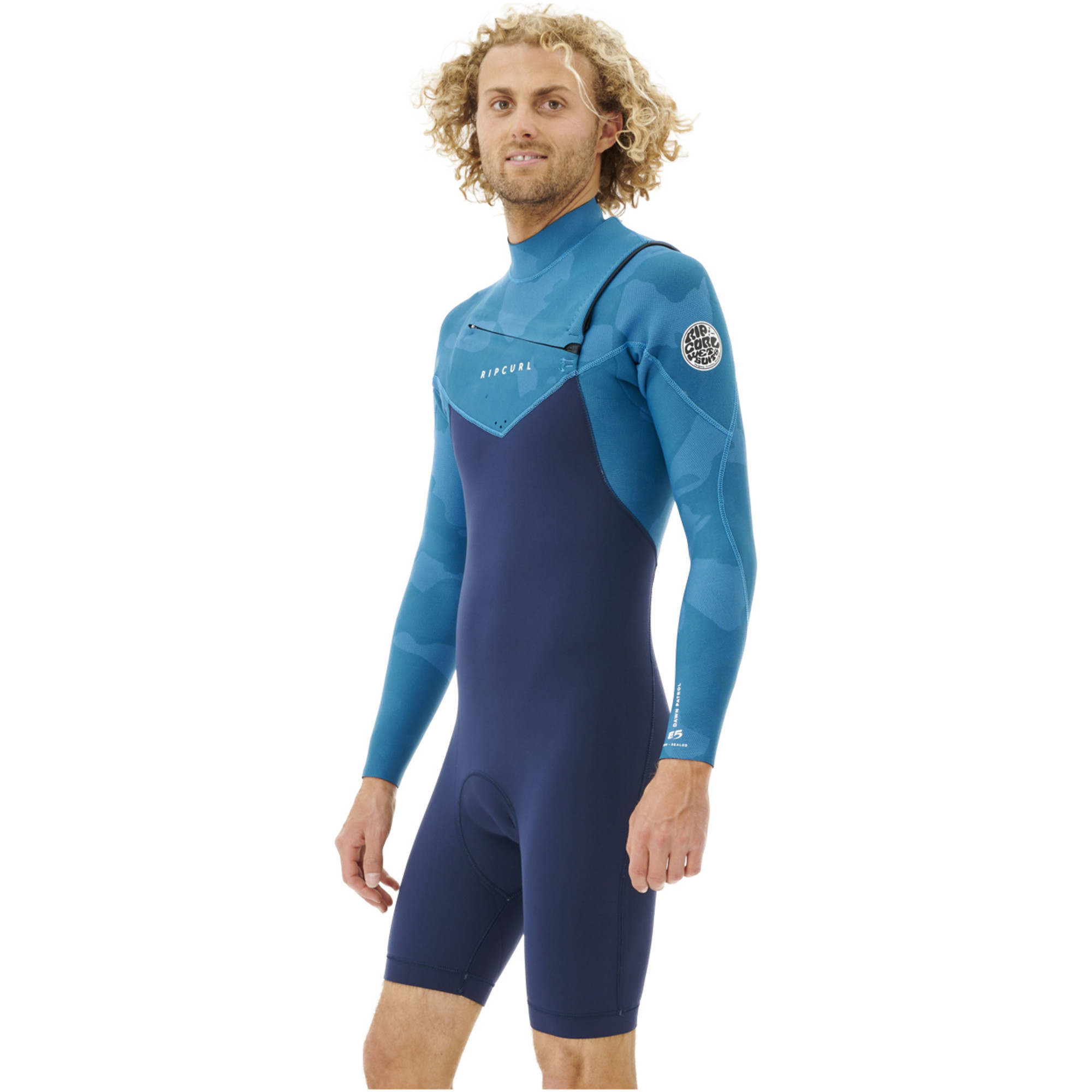 2022 Rip Curl Mens Dawn Patrol Eco 2mm Long Sleeve Shorty Wetsuit Wsp9hv Blue Wetsuit Outlet